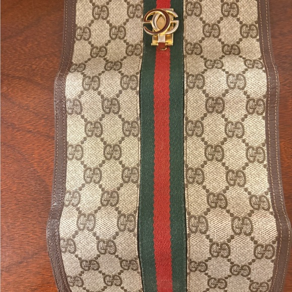 Gucci Monogram Checkbook Wallet with Red and Green Stripe - Picture 4 of 7